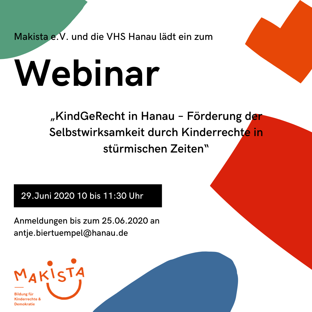 Online-Seminar „KindGeRecht in Hanau – Förderung der Selbstwirksamkeit durch Kinderrechte in stürmischen Zeiten“